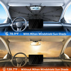 Mihen Parasol para parabrisas para automóvil, tamaño universal [bloquea 100% la luz solar y la sensación de enfriamiento del hielo] Parasol plegable para ventana delantera de automóvil, aislamiento