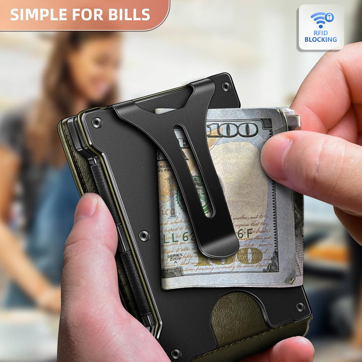 KEMISANT Billetera para hombre - Cartera delgada con clip para dine...