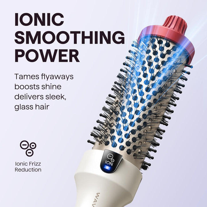 Wavytalk Cepillo térmico Blowout Boost, cepillo redondo calentado d...