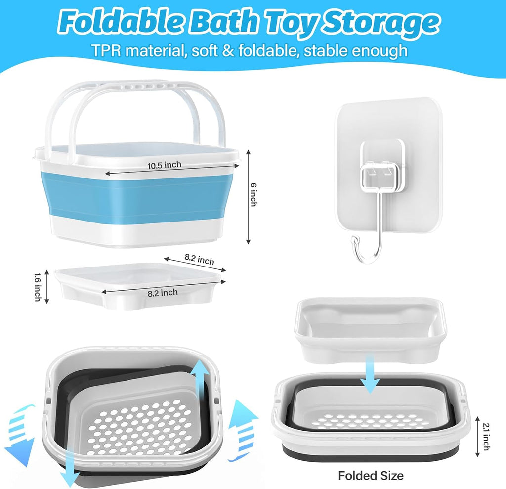 Anivia Organizador plegable de almacenamiento de juguetes de baño con base