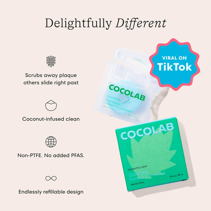 Cocofloss Hilo dental tejido, cuidado bucal diseñado por dentistas,...
