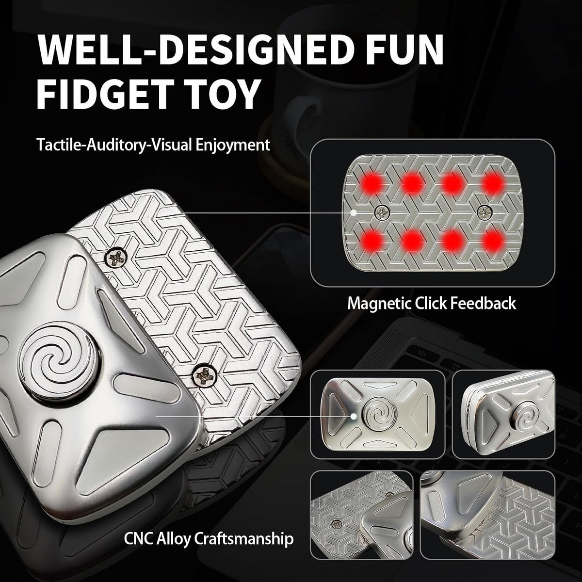 Fidget Toys Adultos, 2 en 1 metal Fidget Spinner & Fidget Slider