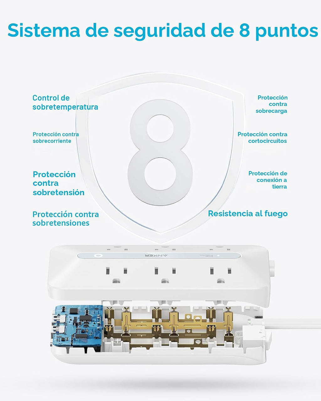 Anker - Regleta de alimentación con protector de sobretensiones de 300J