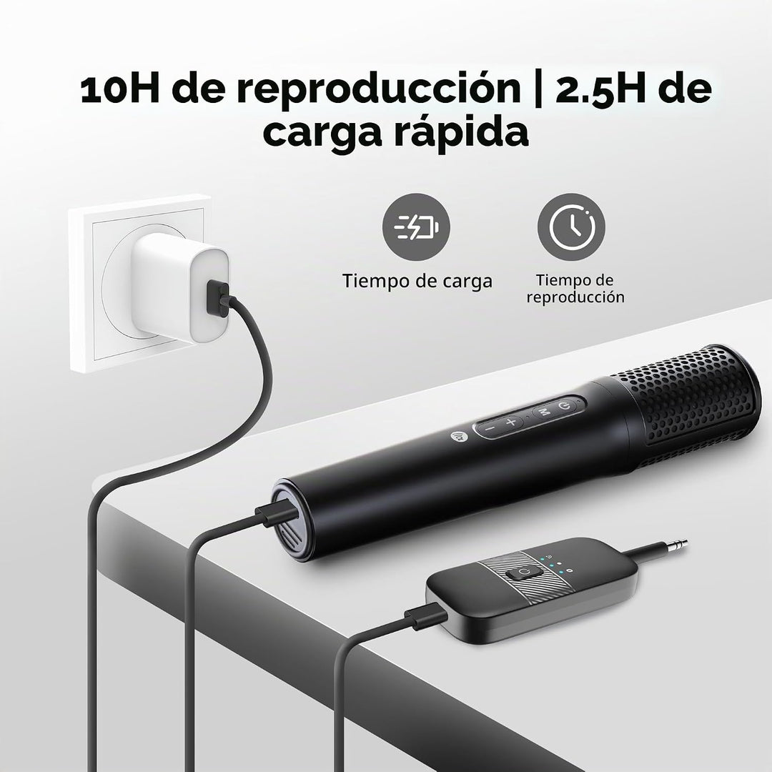TAZATA Sistema de micrófonos inalámbricos, micrófono de mano dual c...