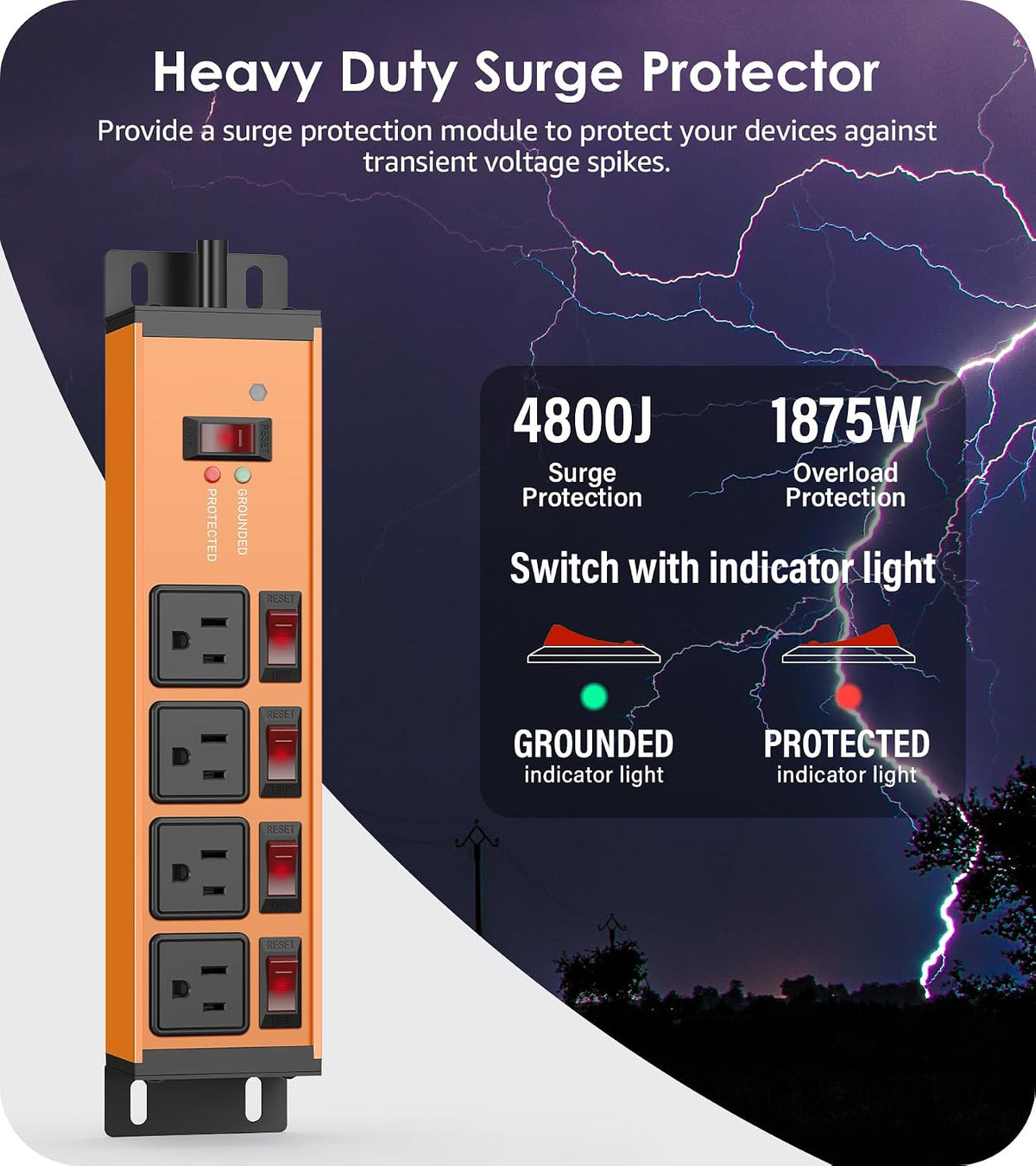 CCCEI Protector de sobretensiones magnético resistente, calibre 12, naranja