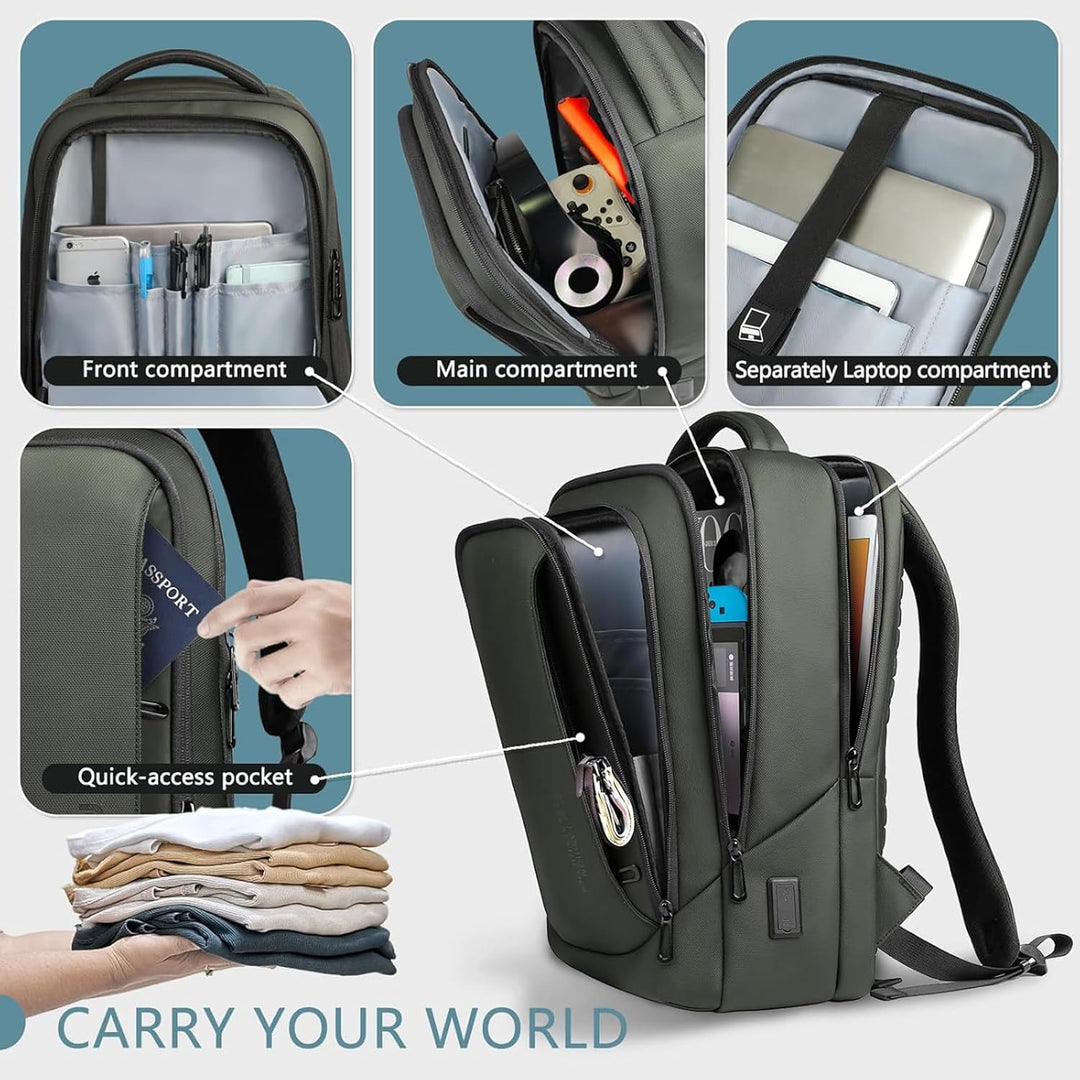 Mochila para portátil hk para hombres con puerto de carga USB para...