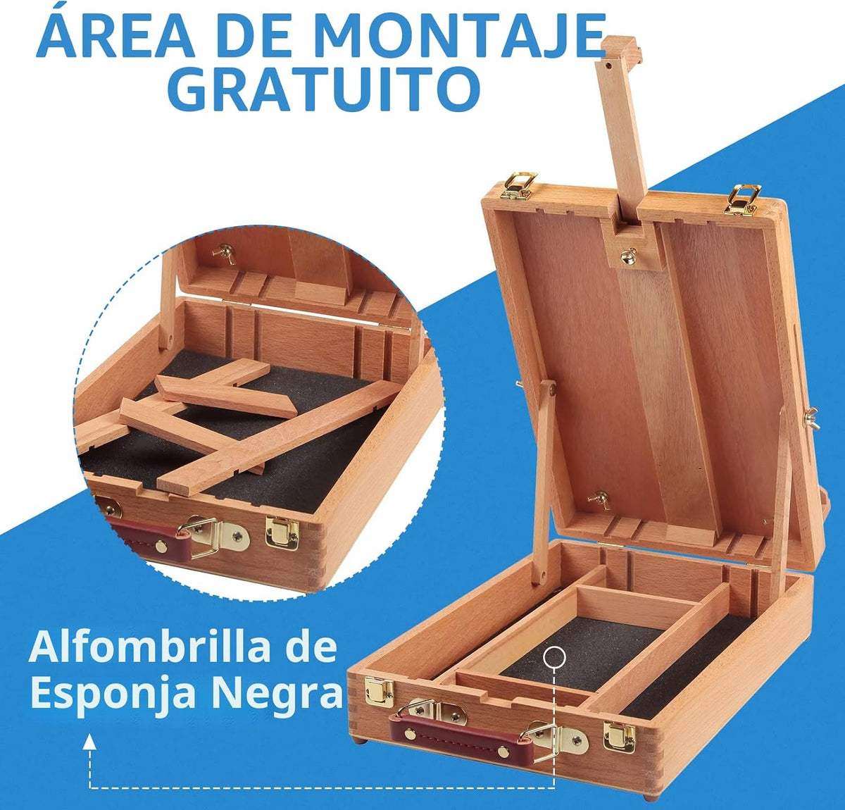 Wooden Tabletop Easel, Beech Wood Sketchbox Desktop Easel
