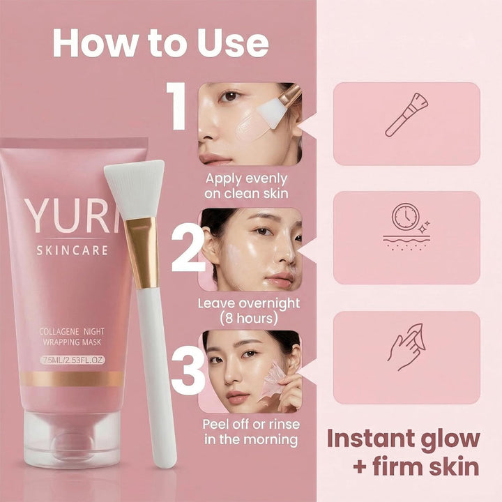 Yuri Skincare Máscara de colágeno, máscara de envoltura nocturna de...