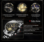 OLEVS Relojes para hombre, resistente al agua, de lujo, gran cara, reloj analógico de cuarzo de acero inoxidable, relojes de vestir analógicos para hombre, luminoso, multifuncional, reloj de hombre