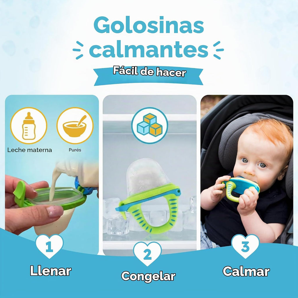 Mordedores de congelador rellenables para bebés, fabricados en Estados Unidos, alivio calmante de la dentición