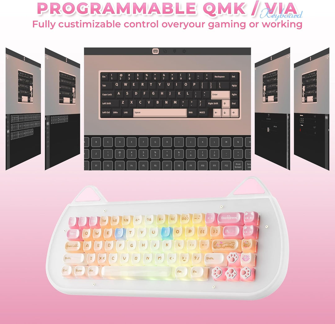 XVX C67 Teclado mecánico inalámbrico con bonito diseño, 60% teclado...