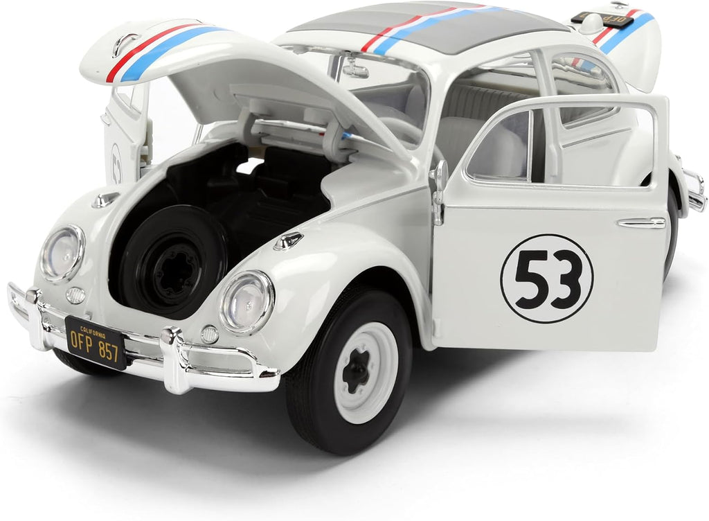 Jada Herbie The Love Bug Volkswagen Beetle Hollywood Rides 1:24 - Vehículo fundido a presión con juguetes para portaneumáticos