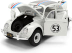 Jada Herbie The Love Bug Volkswagen Beetle Hollywood Rides 1:24 - Vehículo fundido a presión con juguetes para portaneumáticos