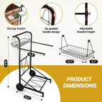 Carrito de bolsa de basura mejorado con cesta de almacenamiento y mango ergonómico, soporte ajustable para bolsas de hojas para exteriores de 30 a 45 galones de capacidad, ideal para limpieza de