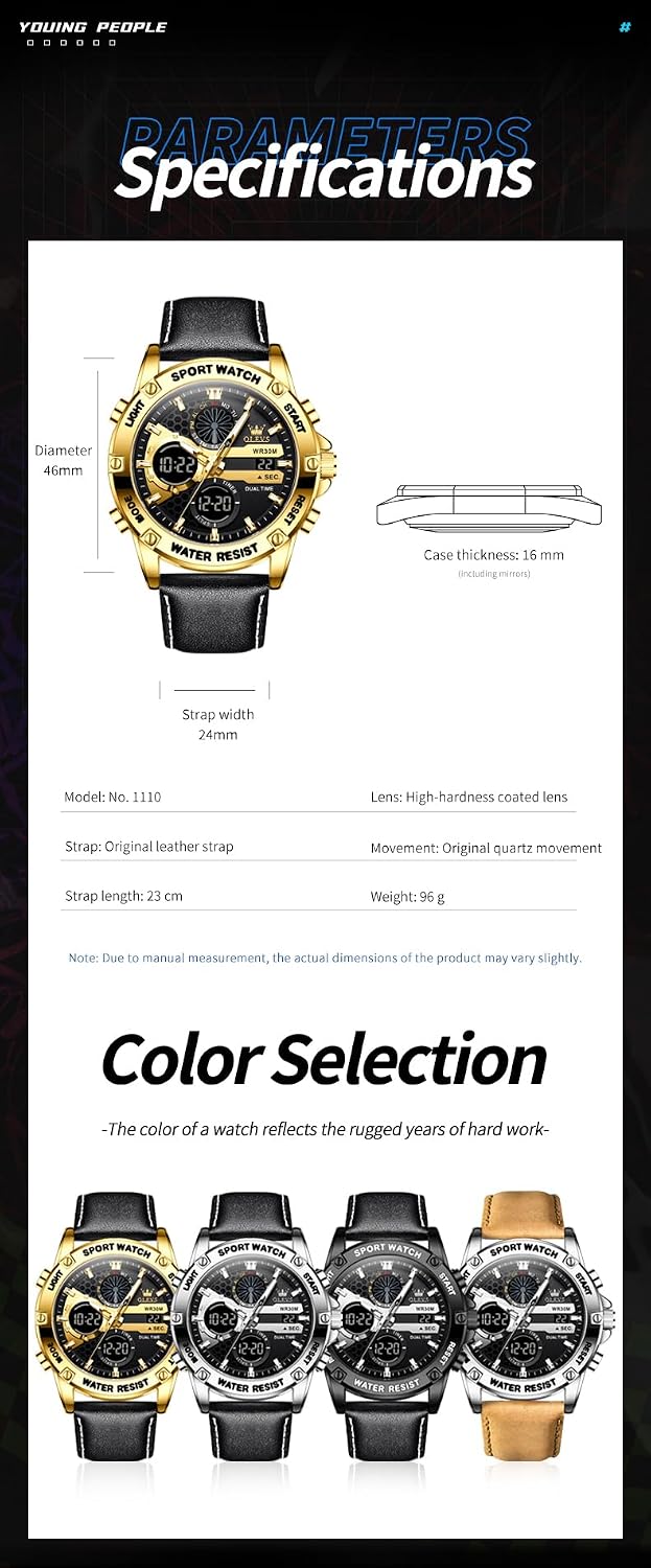 OLEVS Relojes para Hombre Moda Fecha Regalo Cronógrafo Reloj para Hombre Gran Negocio Digital Calendario Resistente al Agua Reloj de Muñeca para Hombre