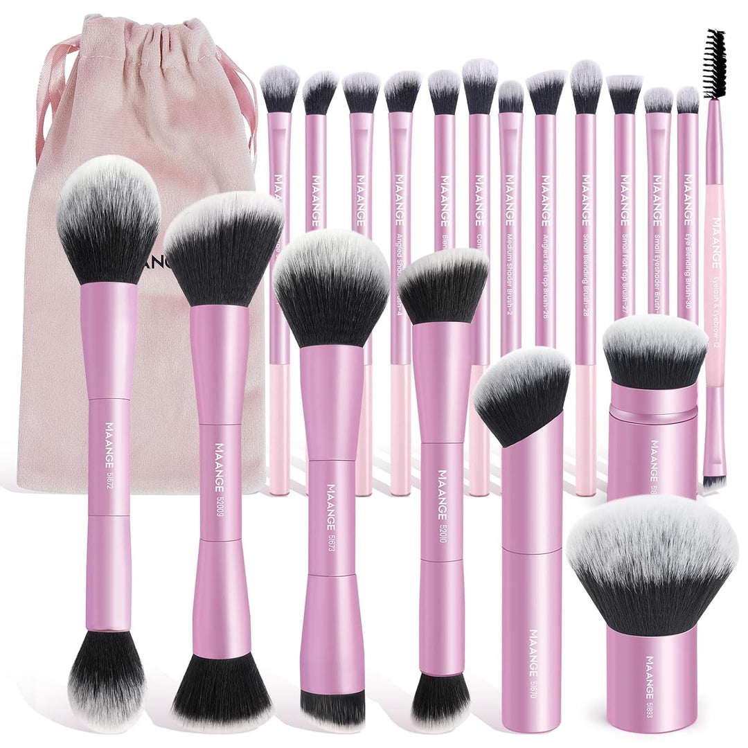 MAANGE Juego de 20 brochas de maquillaje de base, brocha de contorn...