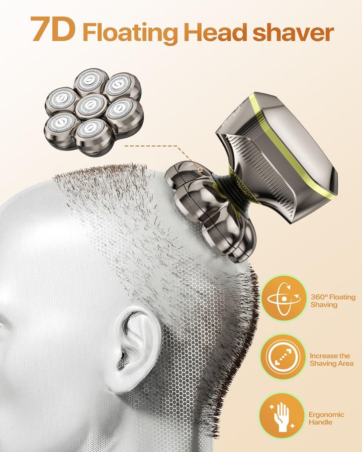 TEPOTZ Afeitadoras de cabeza 7D para hombres calvos, maquinilla de...