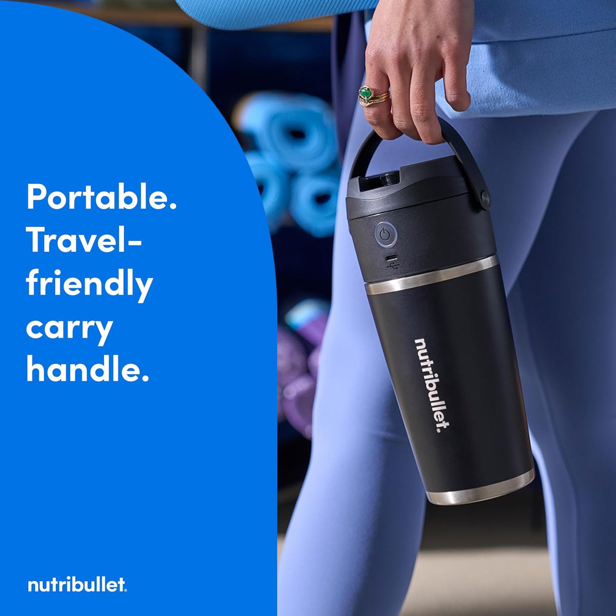 nutribullet Batidora portátil abatible con vaso aislante, inalámbrico, negro, NBPB50350AK