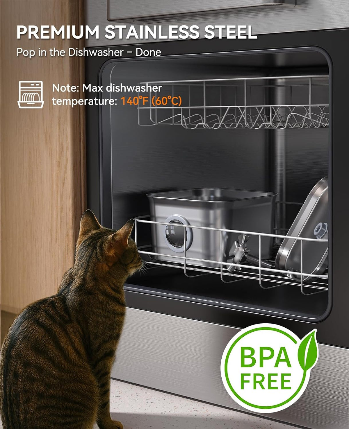 Fuente de agua para gatos Acero inoxidable: 99oz/2.8L Bebedero automático para mascotas