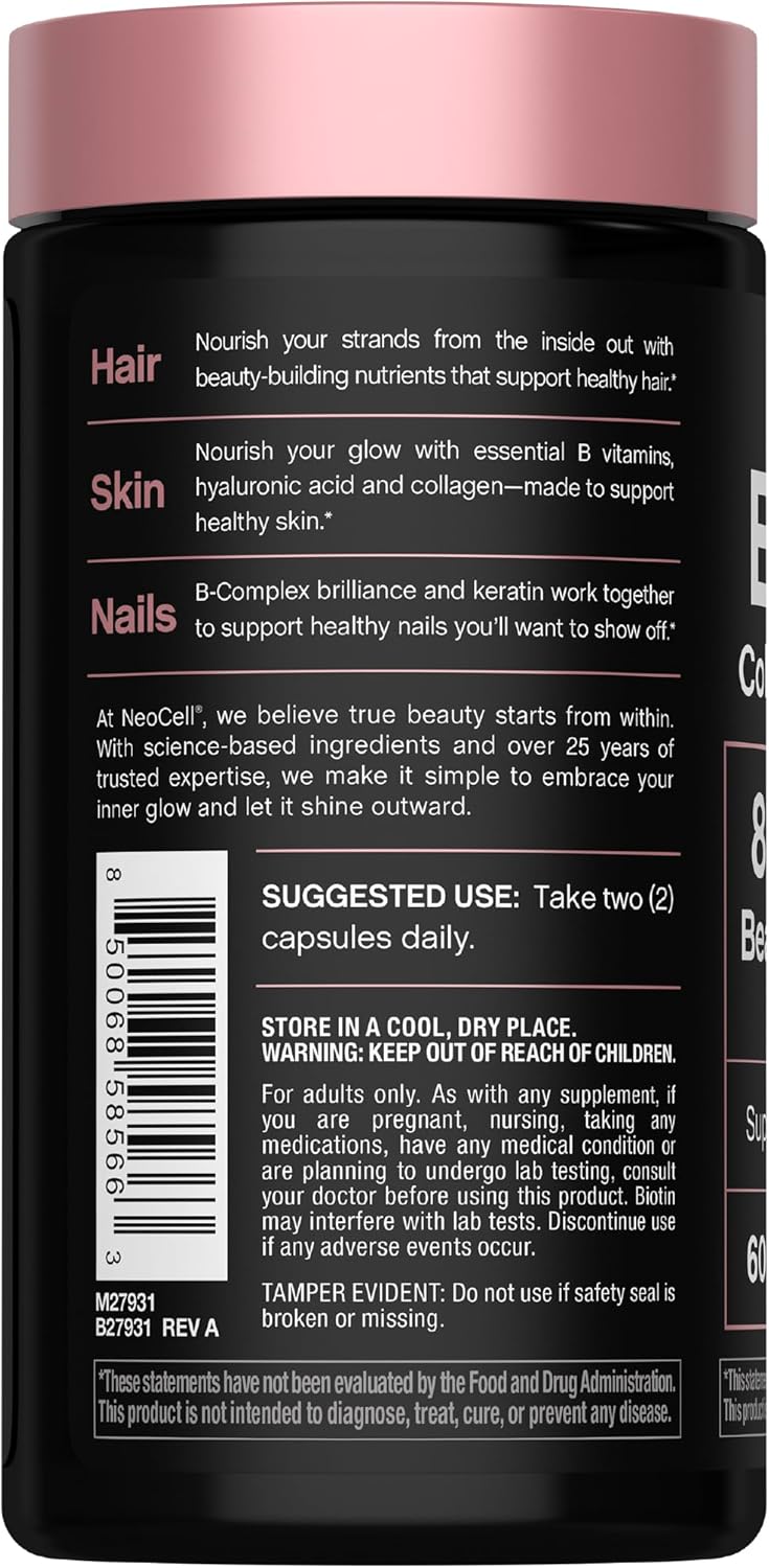 NeoCell Suplemento de queratina de colágeno de biotina | 80000mcg |...