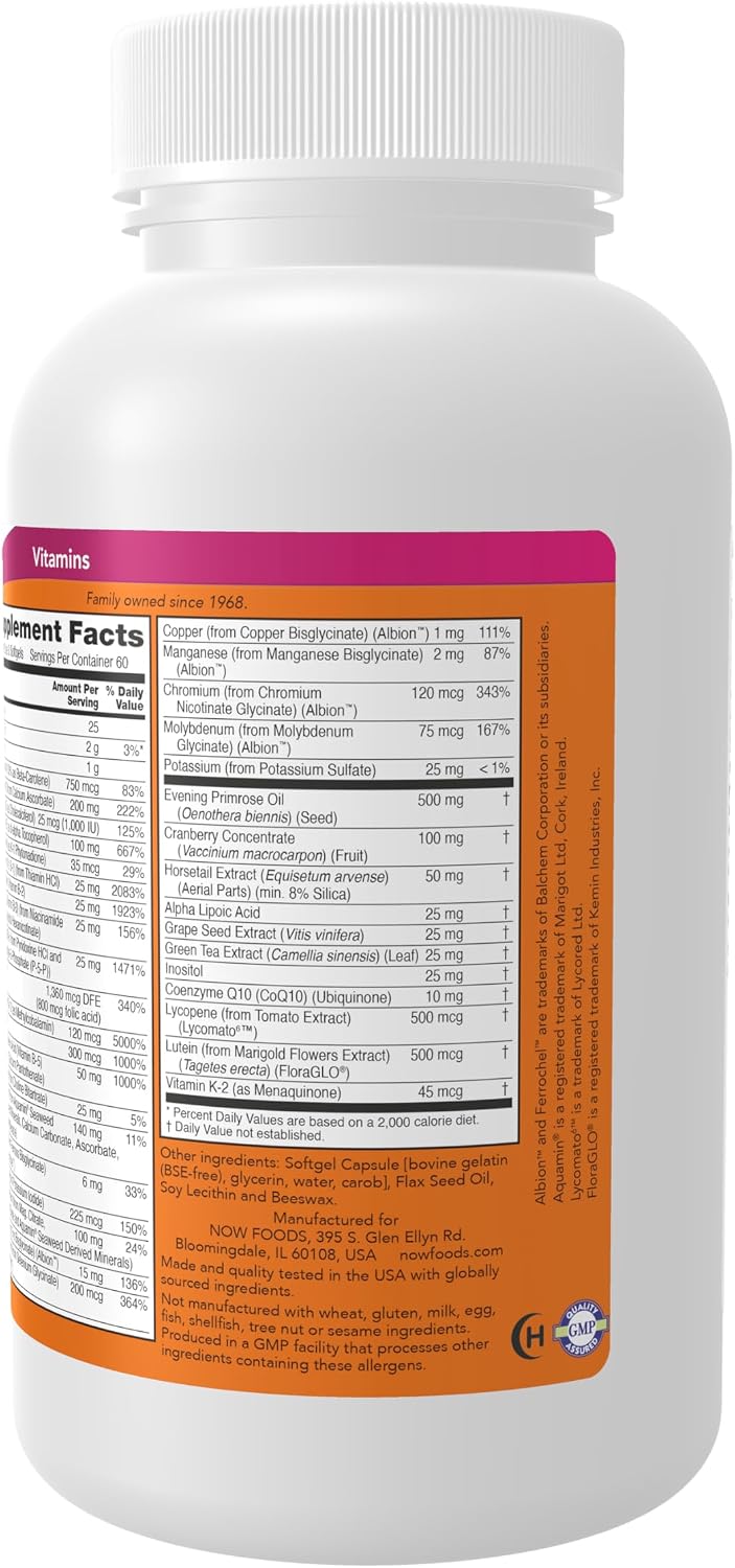 NOW Suplementos, Multivitamínico Eve™ para mujer con onagra, aránda...