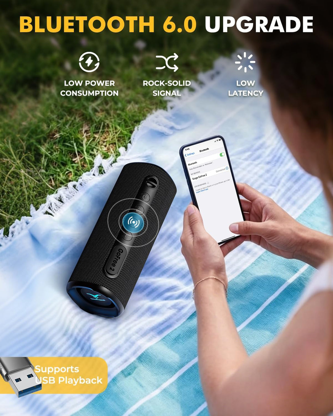 Altavoz Bluetooth inalámbrico portátil, altavoz impermeable IP67 pa...