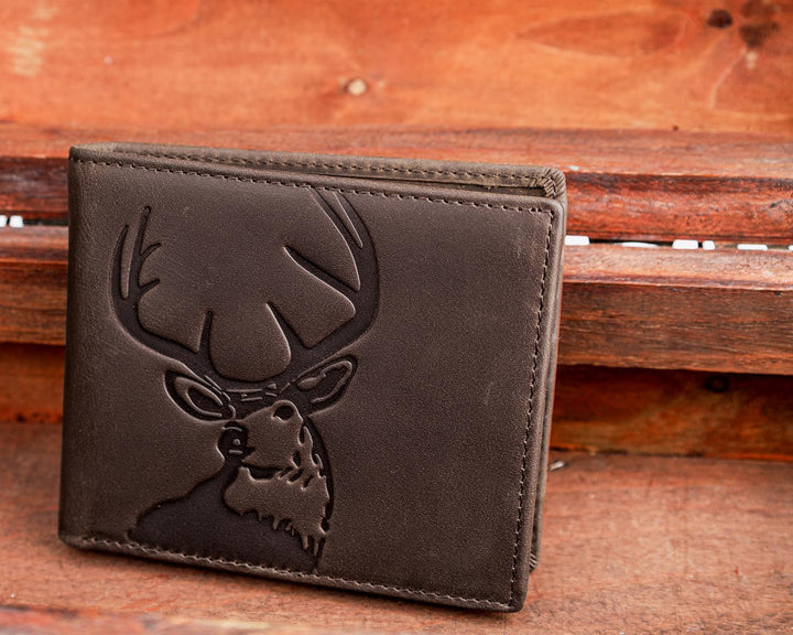 DK86 Cartera de cuero genuino para hombre, billetera biplegable con...
