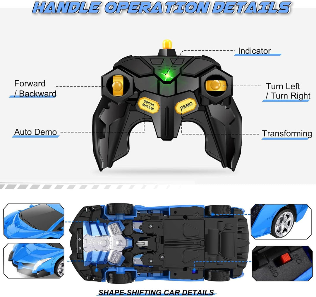 Britik Transform - Coche de juguete a control remoto para niños de...