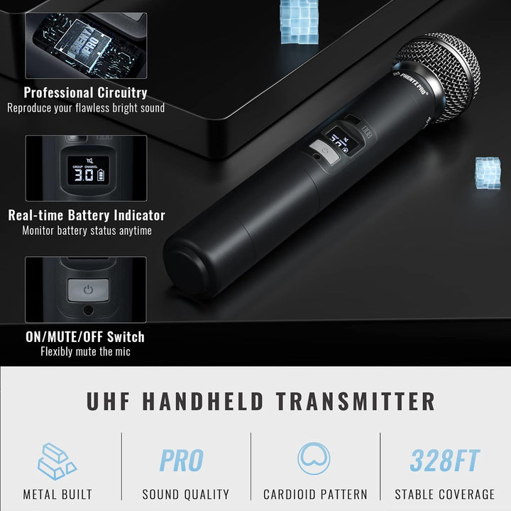 Phenyx Pro Micrófono inalámbrico profesional, micrófono dinámico UH...