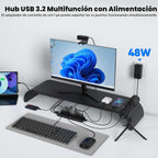 FEMORO, hub USB 3.2 de 11 puertos, alimentado, adaptador 12V/4A