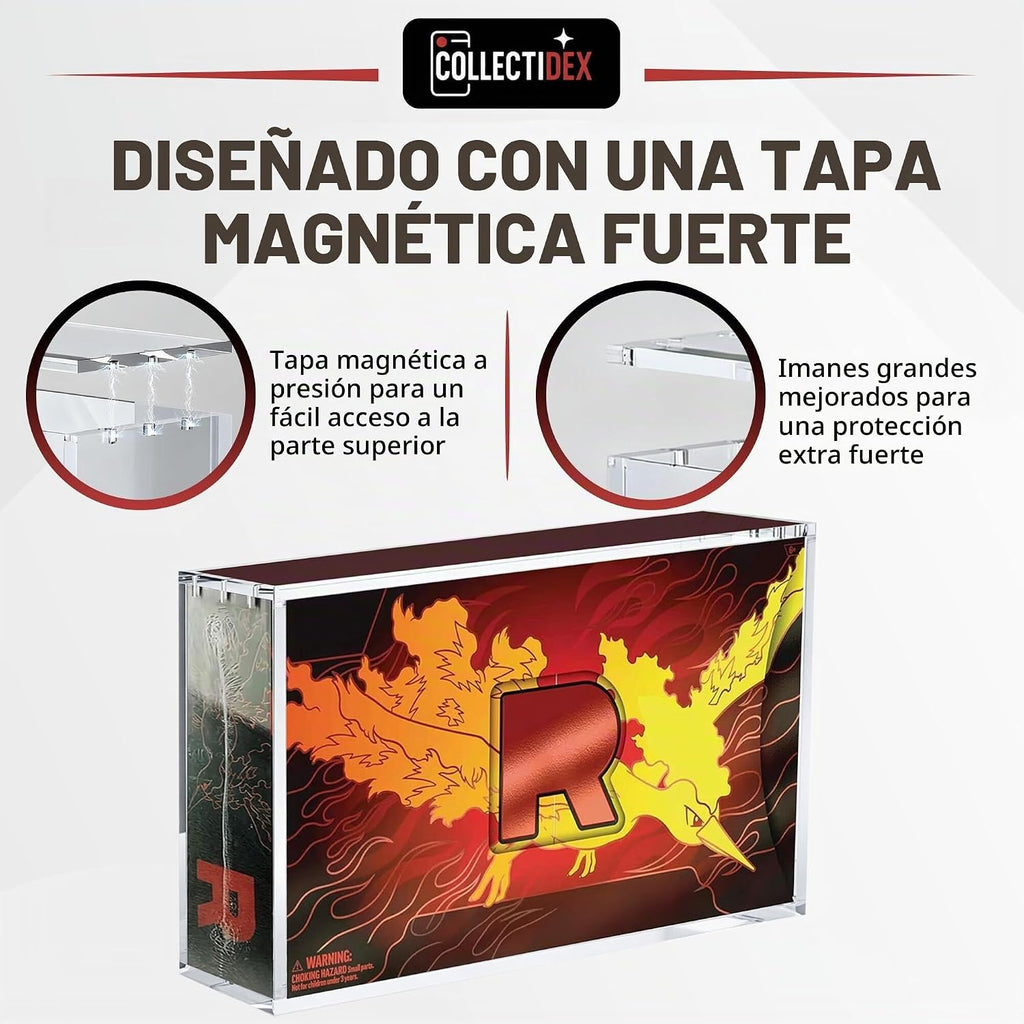 Vitrina acrílica para Team Rocket's Moltres ex Ultra-Premium Collection UPC con tapa magnética de 8 + 0.197 in, acrílico con imanes de 0.197 x 0.118 in, compatible con Moltres UPC (funda