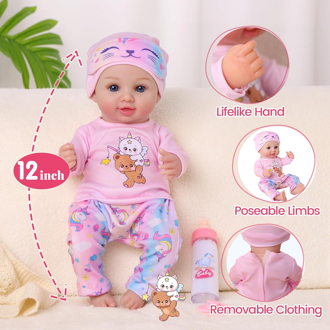 BABESIDE Muñeca de bebé de 12 pulgadas, juego de muñecas realistas...