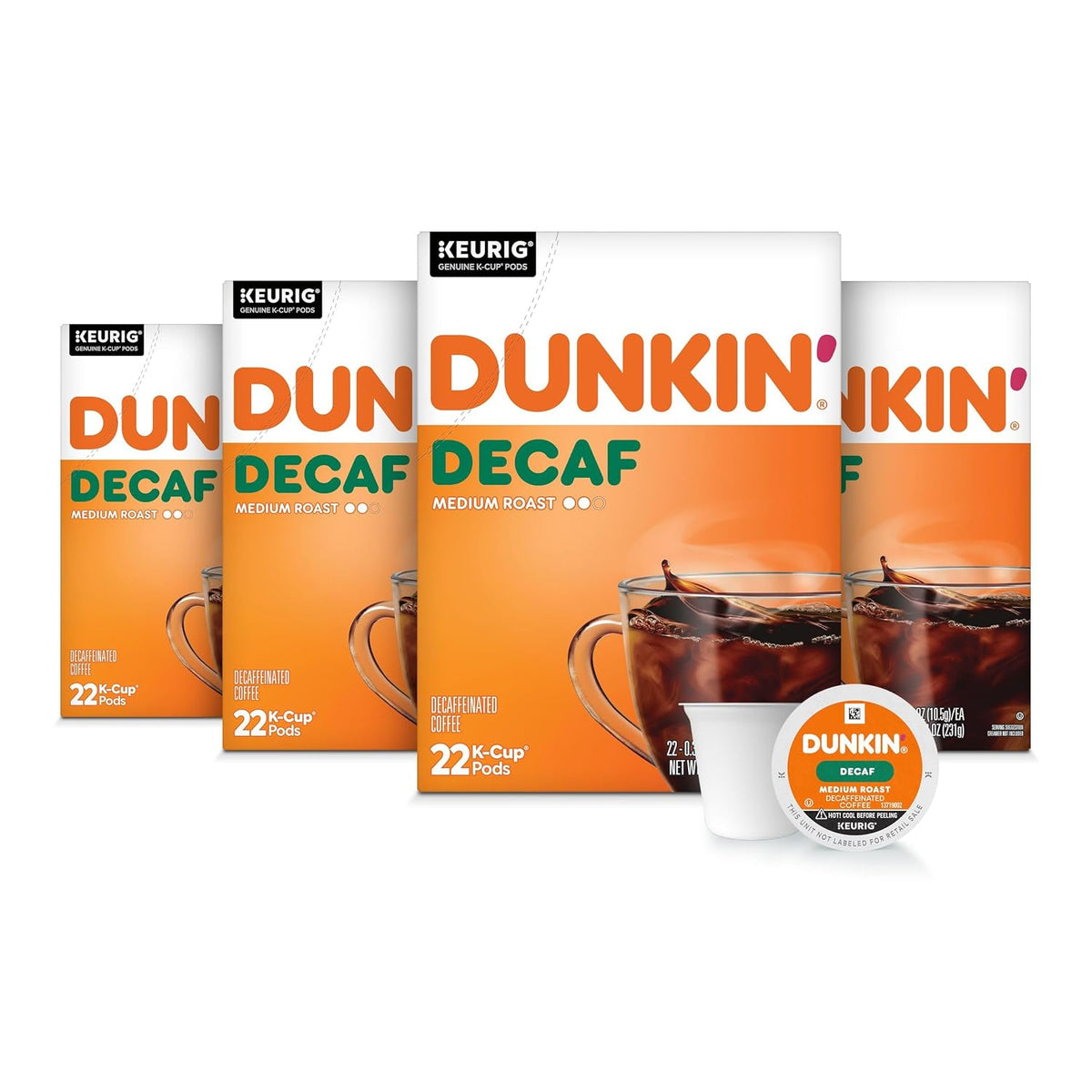 Dunkin' Café descafeinado tostado medio, cápsulas Keurig K-Cup, 88 unidades