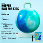 INPODAK Pelota Saltarina de 18 Pulgadas con Asas para Niños, Juguetes de Salto Hippity Hop para Niños y Niñas de 3 a 6 Años con Bomba y Caja de Regalo, Gran Regalo para Cumpleaños y Vacaciones