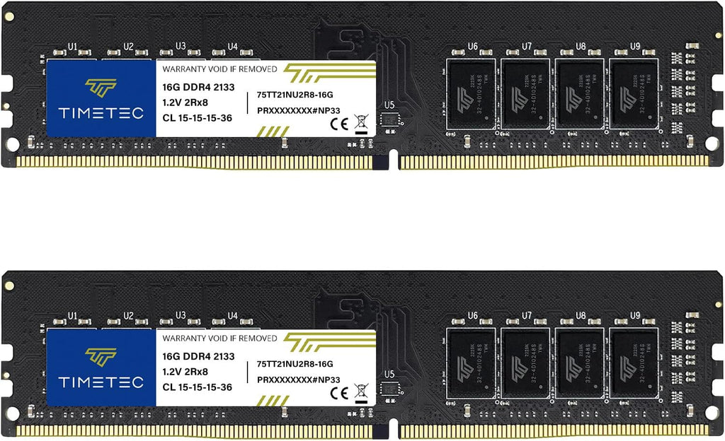 Timetec Kit de 32 GB (2 x 16 GB) DDR4 2133 MHz (PC4-2133P) PC4-17000 UDIMM RAM de escritorio - 288 pines 1.2V CL15 sin ECC sin búfer DIMM actualización del módulo de memoria