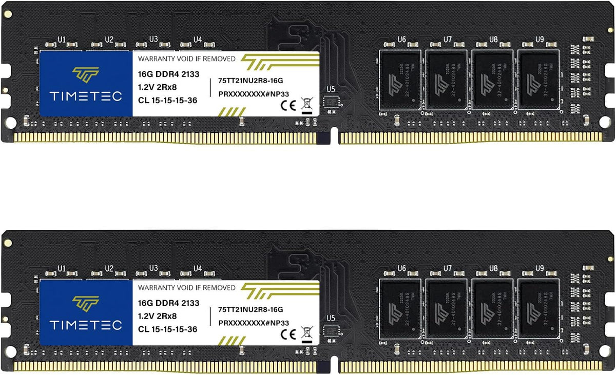 Timetec Kit de 32 GB (2 x 16 GB) DDR4 2133 MHz (PC4-2133P) PC4-17000 UDIMM RAM de escritorio - 288 pines 1.2V CL15 sin ECC sin búfer DIMM actualización del módulo de memoria