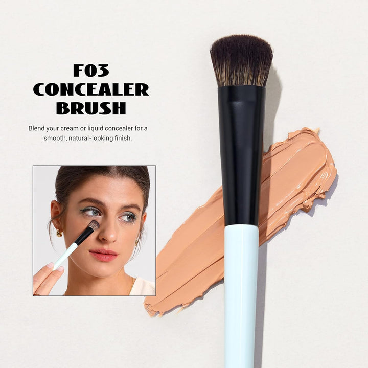 Jessup Cepillos de maquillaje facial azules 3 piezas, cepillo de ma...