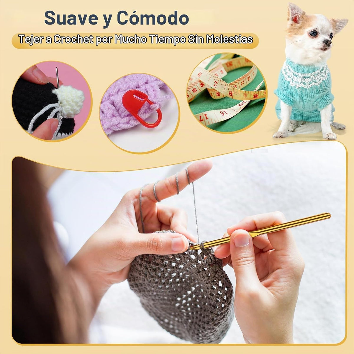Kit de ganchillo Aeelike para adultos principiantes, juego completo de ganchillo, color negro