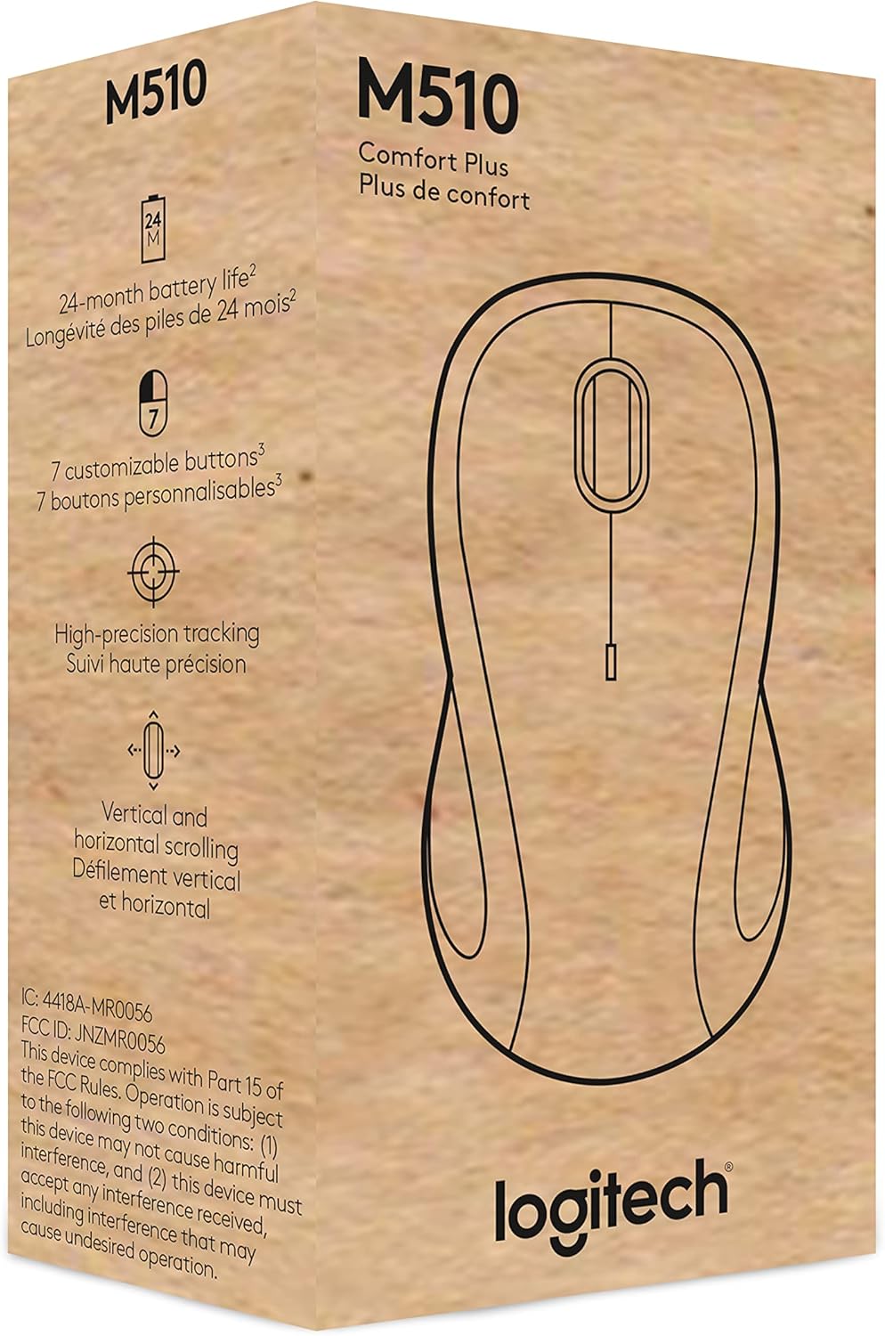 Logitech M510 - Mouse inalámbrico, ratón para laptop y PC con recep...