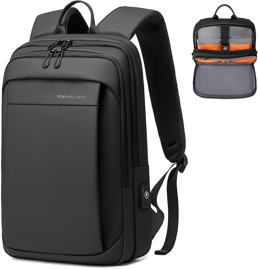 FENRUIEN Mochila delgada para laptop de 15.6 pulgadas, color negro