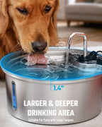 Fuente de agua para perros, 7L/1.8 galones, acero inoxidable 304