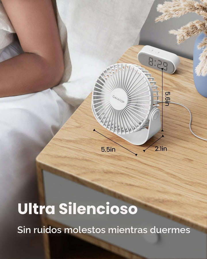 Gaiatop Ventilador de escritorio USB, flujo de aire fuerte de 3 vel...