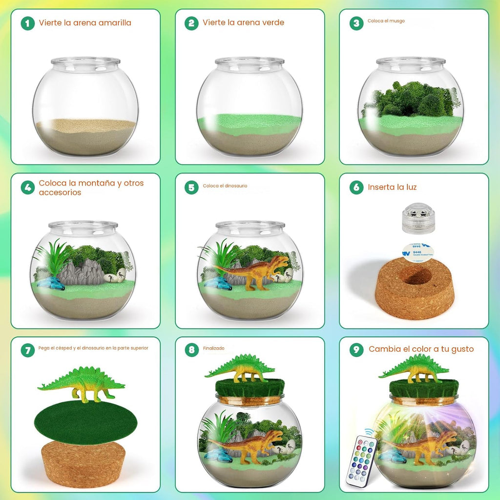 Dinosaur Terrarium Kit para Kids, Dinosaur Toys para Kids 5-7, Birthday Gifts
