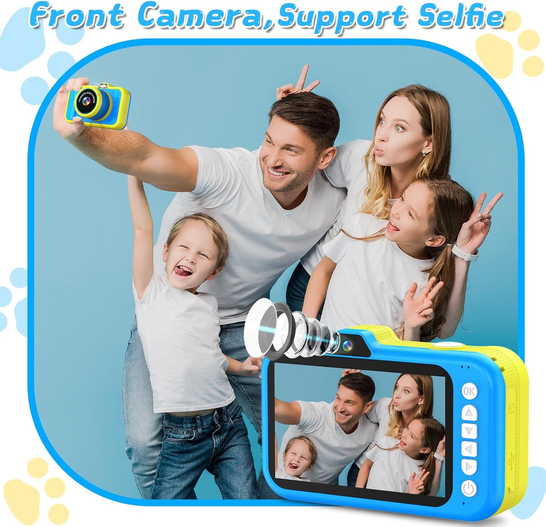 CHAKEYAKE Cámara para niños con lente de zoom giratoria, pantalla g...