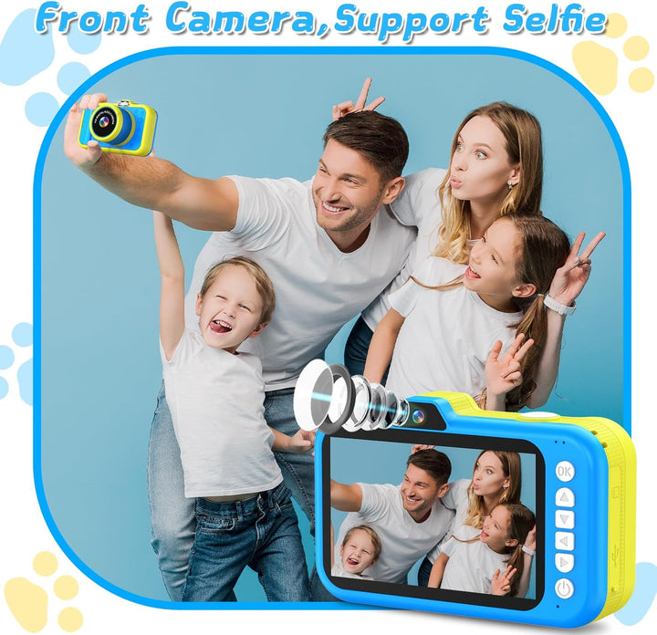 CHAKEYAKE Cámara para niños con lente de zoom giratoria, pantalla g...