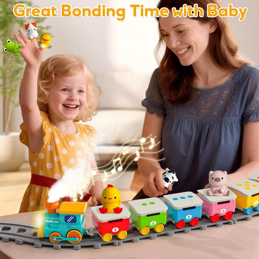 Juguetes de tren de granja para niños pequeños de 1 a 3 años, juego de tren