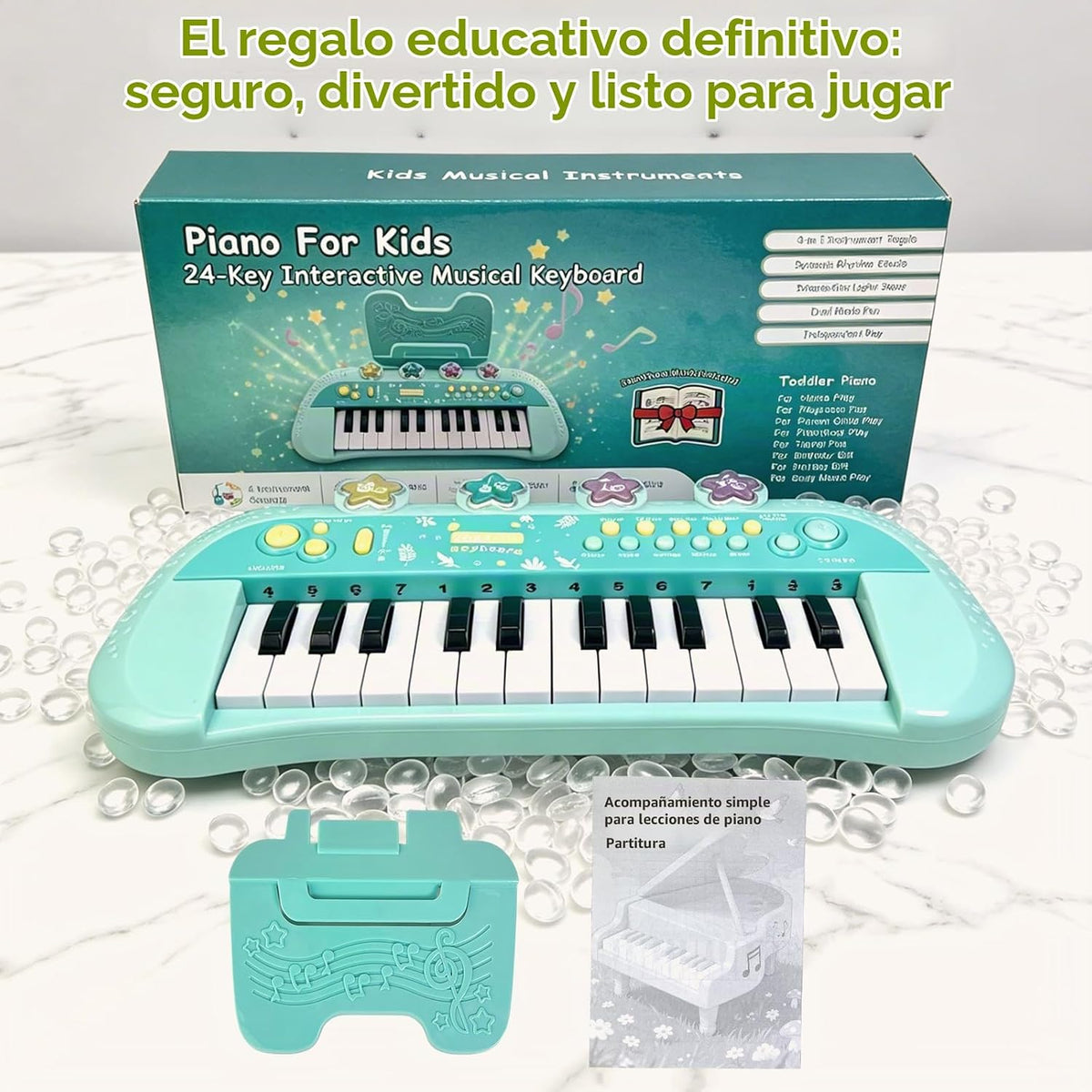 Sealive Teclado de Bebé para Niños Pequeños con Teclado de 24 Teclas para Niños de 1 a 3 Años