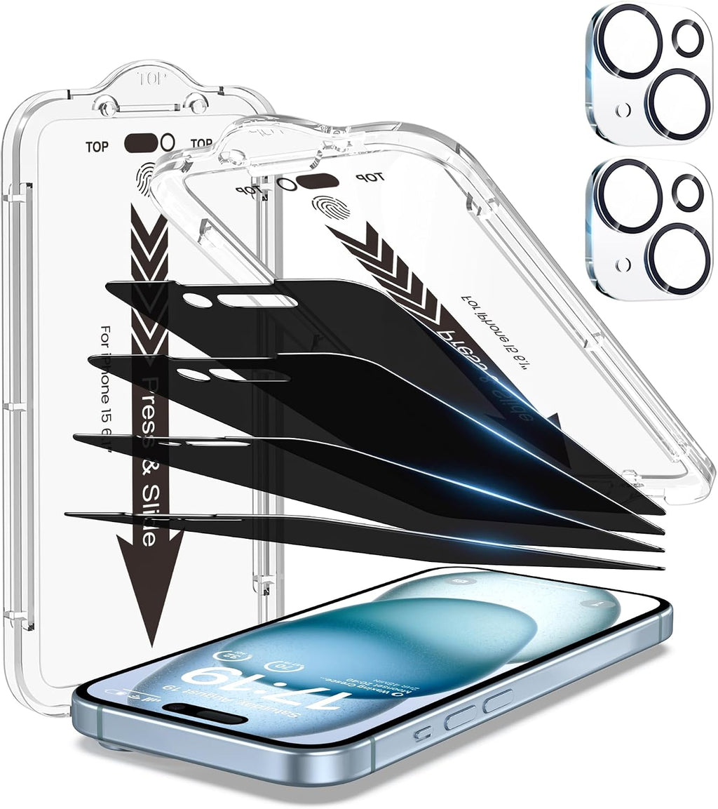 Paquete 4+2 para protector de pantalla de privacidad iPhone 15 (6.1")