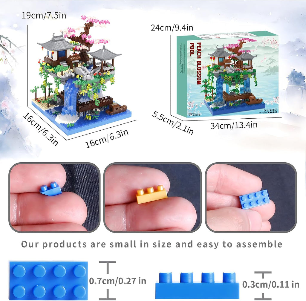 CAXIMSY - Juego de bloques de construcción de casa bonsái de flor de cerezo 3320 PIEZAS, arquitectura china de micro mini bloques de construcción de flor de durazno, juguete de construcción para niños