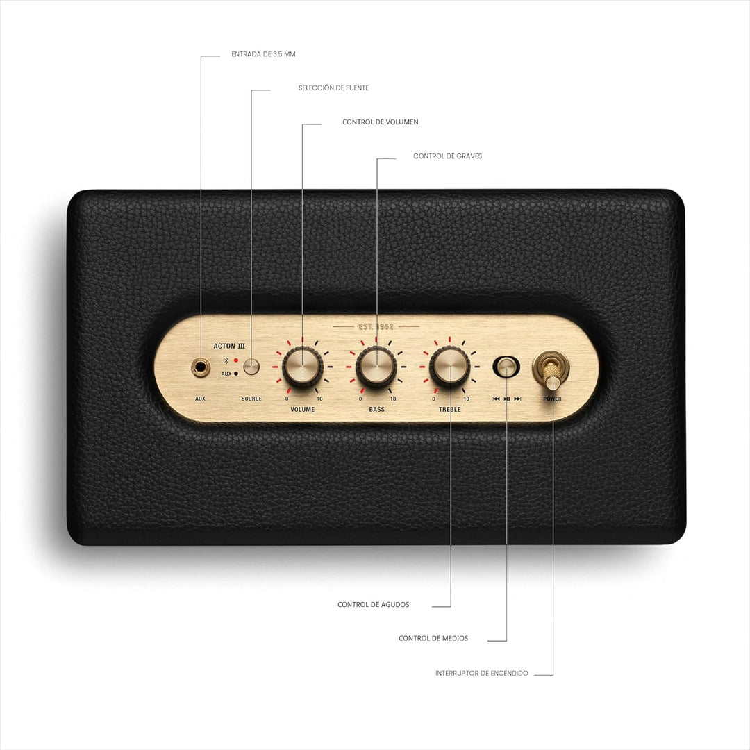 Altavoz Marshall Acton III Bluetooth para el hogar, Negro